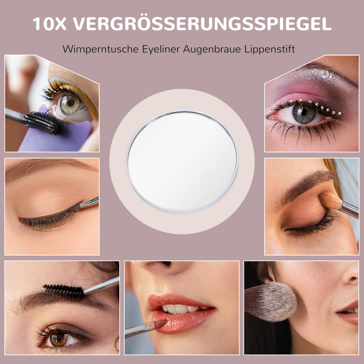 HOLLYWOOD Spiegel mit Beleuchtung, Schminkspiegel mit 12 LED Licht, 3 Lichtfarben - Weiß, Glas (8.5/45.5/36.5cm) - HOMCOM