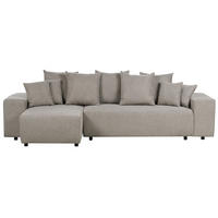 3-SITZER-ECKSOFA taupe linksseitig mit Schlaffunktion Stauraum Luspa - Schwarz/Braun, Textil (294/130cm) - Beliani