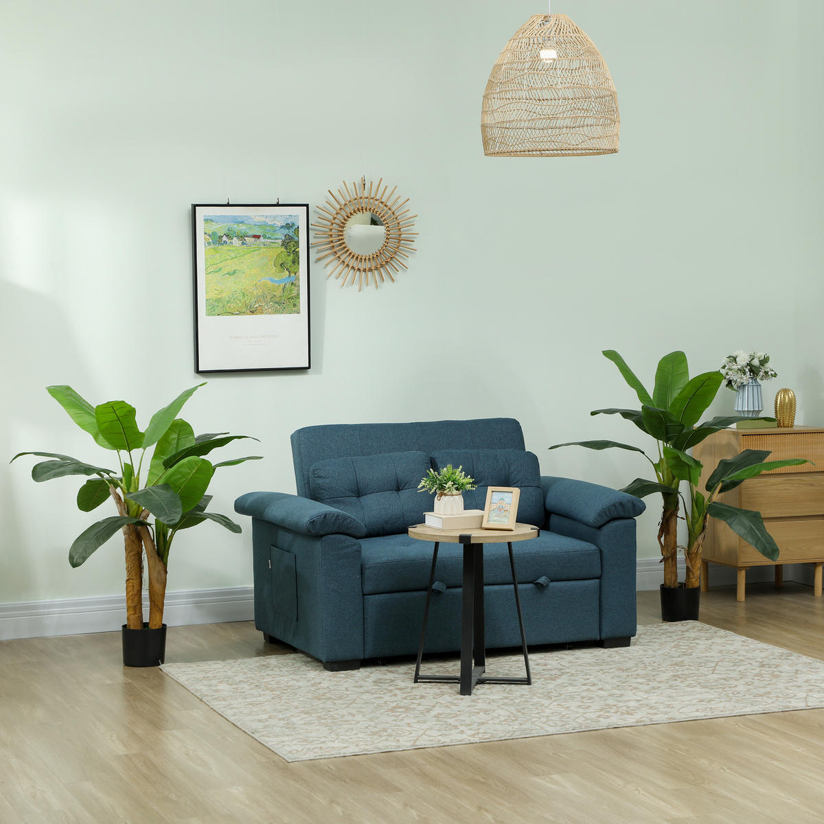 KÜNSTLICHER Bananenbaum 2er Set groß 120 cm Kunstpflanze - Grün, Kunststoff (120cm) - HOMCOM