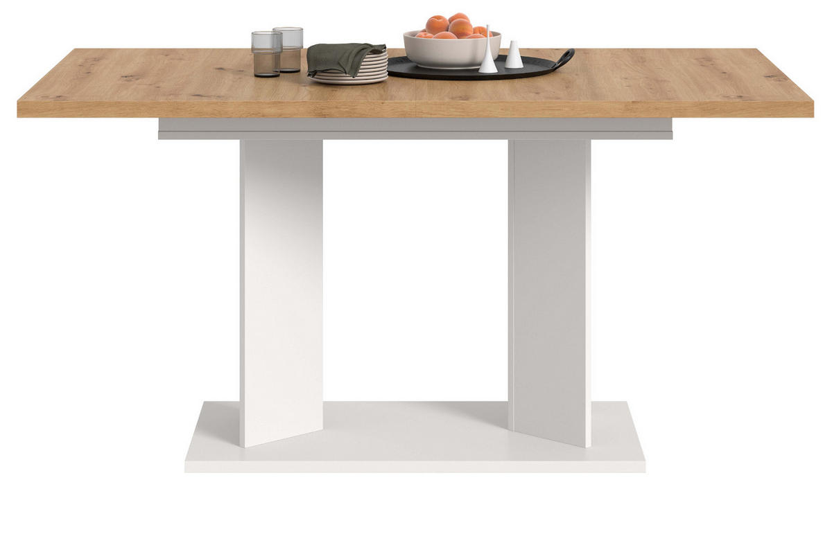 ESSTISCH Eiche Artisan, weiß 150 - 190 x 90 cm, Küchentisch ausziehbar - Eiche Artisan/Weiß, Holzwerkstoff (90/150/76cm) - Inn.Furn