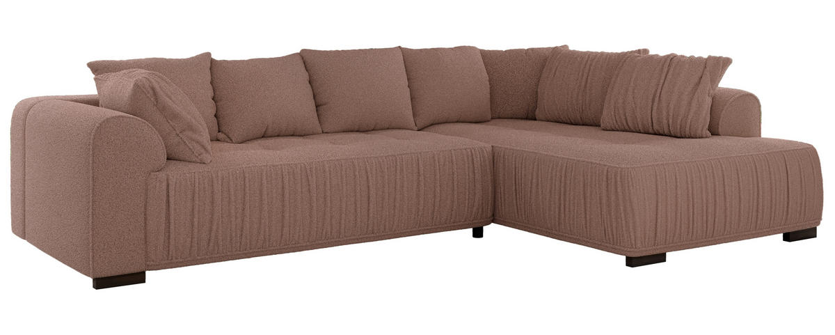ECKSOFA ORTA Rosa Boucle - Rechts - Schwarz/Rosa, Textil (200/325cm) - MKS