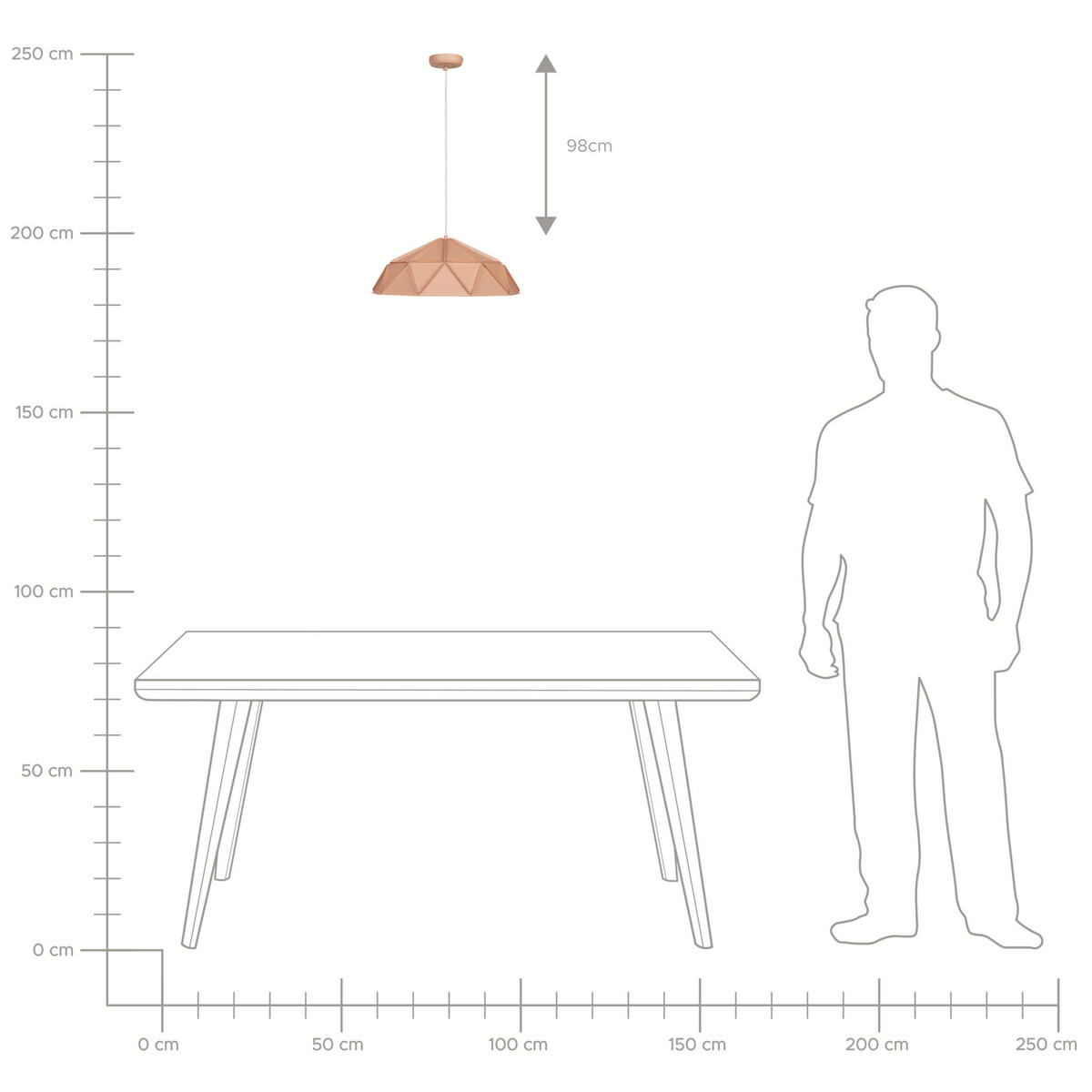 HÄNGELEUCHTE Senia 45/45/120 cm - Pink, Metall (45/45/120cm) - Beliani