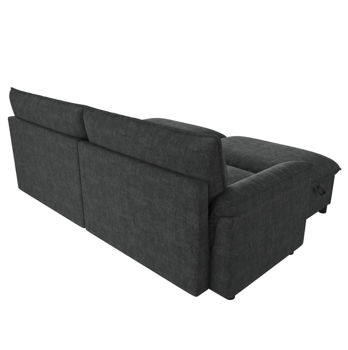 ECKSOFA 216/77/82 cm mit Schlaffunktion, beweglichem Fußhocker und Stauraum, Schwarz - Schwarz, Textil (216/77cm) - Redom