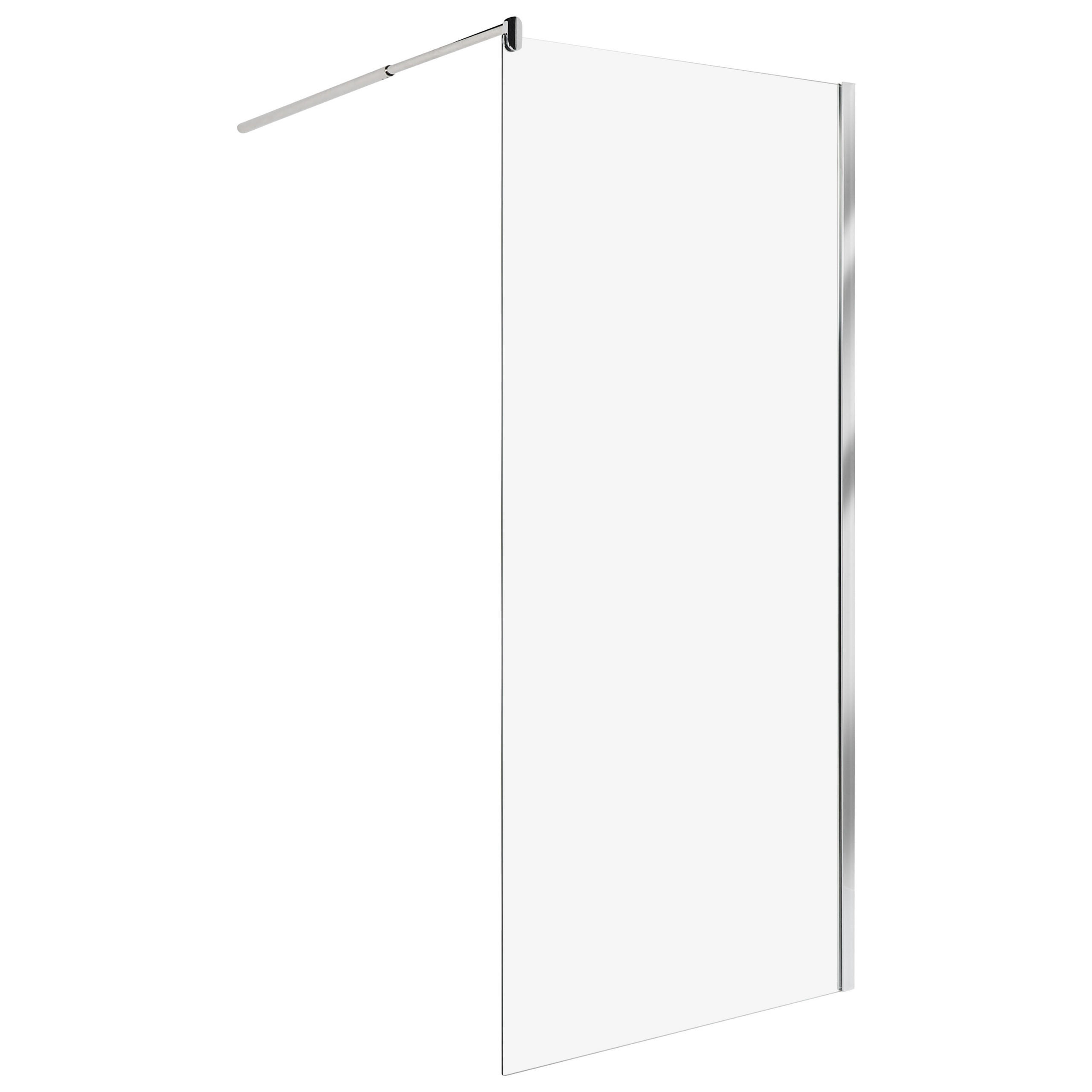 DUSCHWAND 90/190 cm Silber Ahaus - Transparent/Silberfarben, Glas (90/190cm) - Beliani