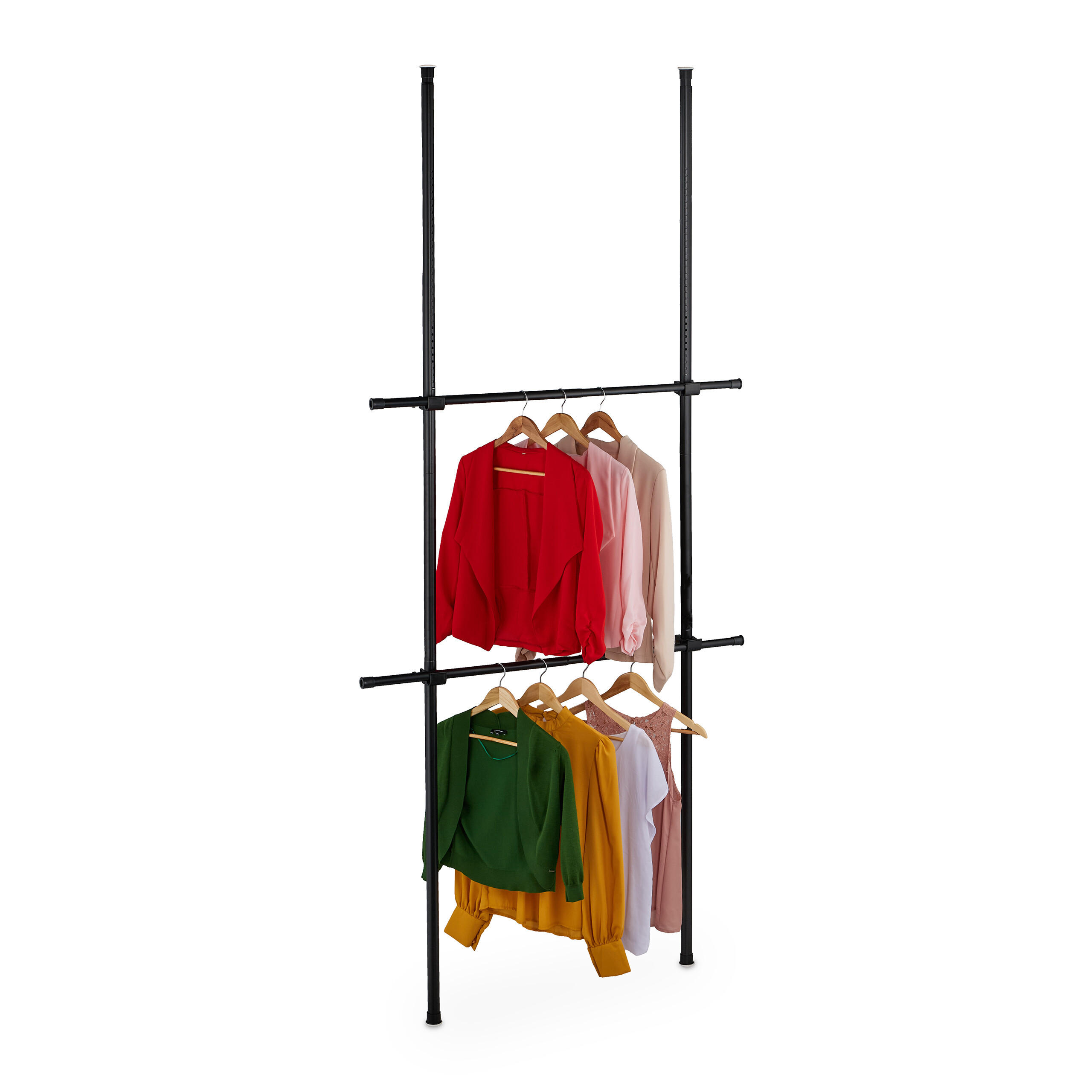 ŠATNÍKOVÝ regál - čierna, kov/plast (120/300/11cm) - Relaxdays