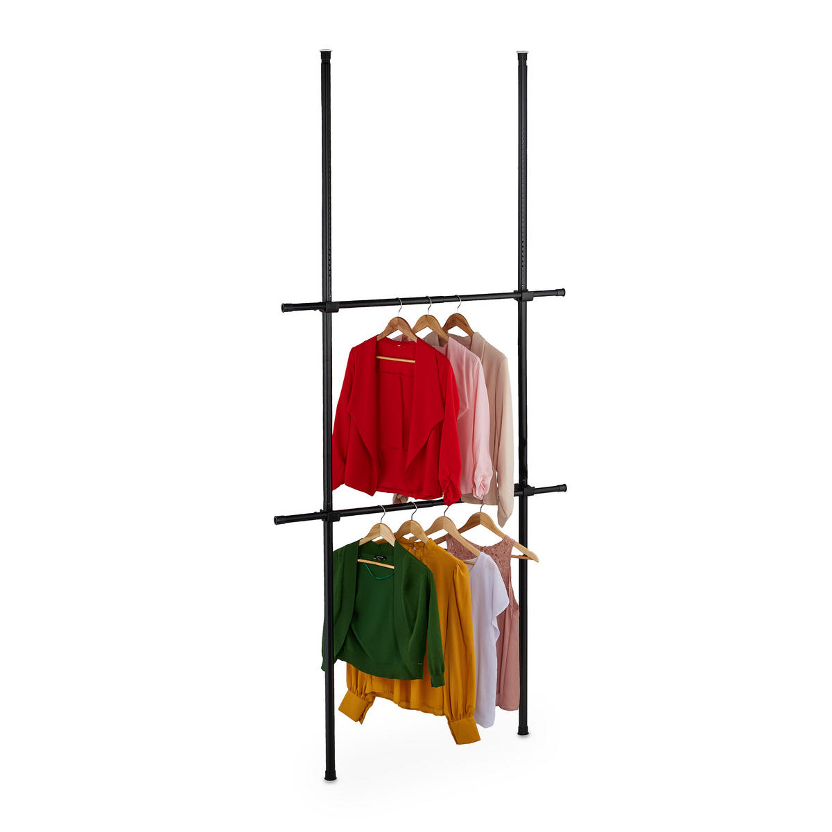 ŠATNÍKOVÝ regál - čierna, kov/plast (120/300/11cm) - Relaxdays