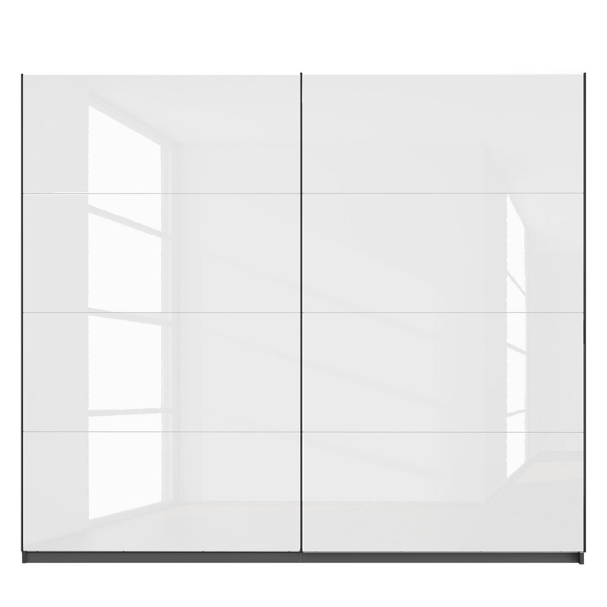 SCHWEBETÜRENSCHRANK - Weiß Hochglanz/Grau, Holzwerkstoff (225/236/68cm) - home24