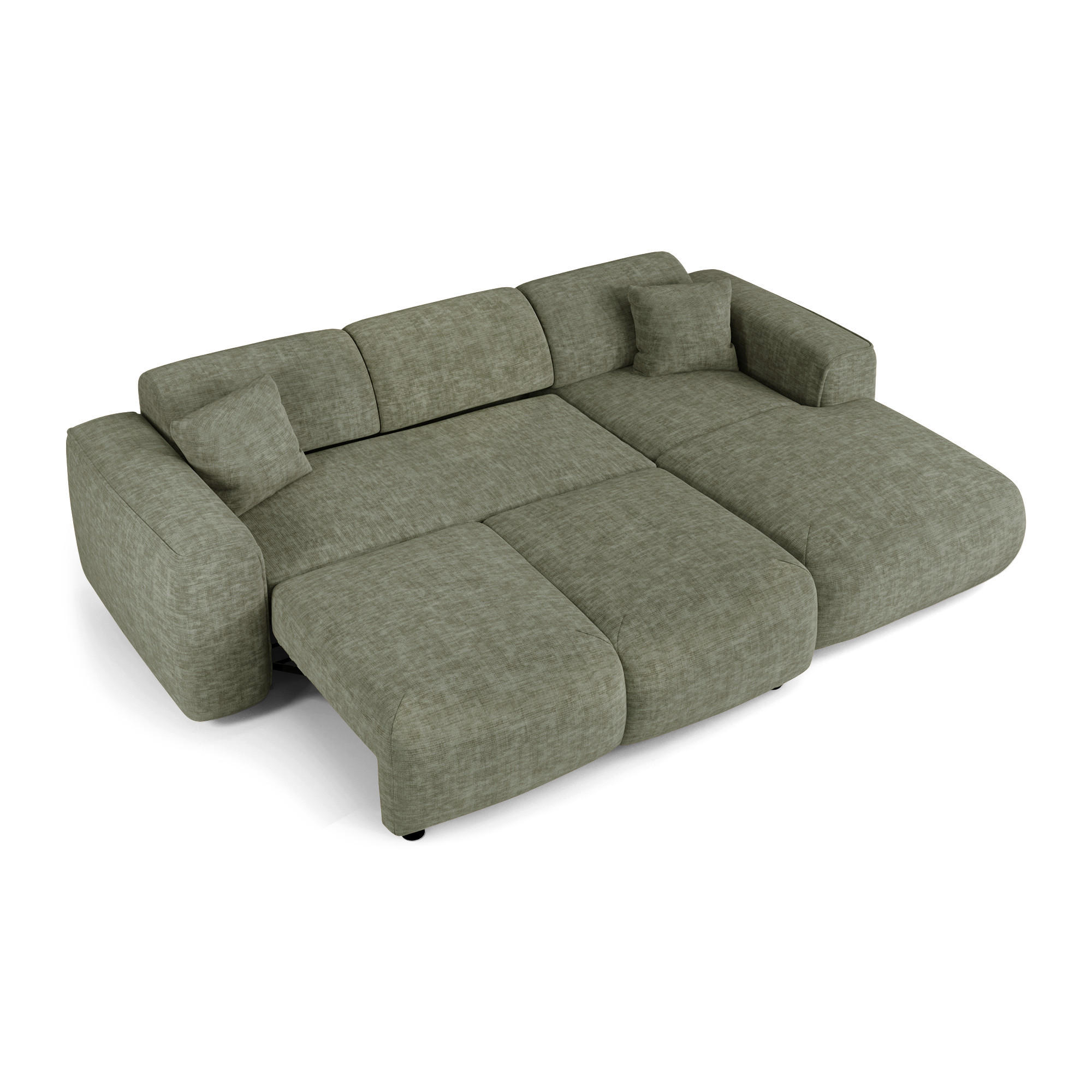 ECKSCHLAFSOFA Texturierter Samt Salbeigrün 283cm - Grün, Textil (283/180cm) - Sia Home