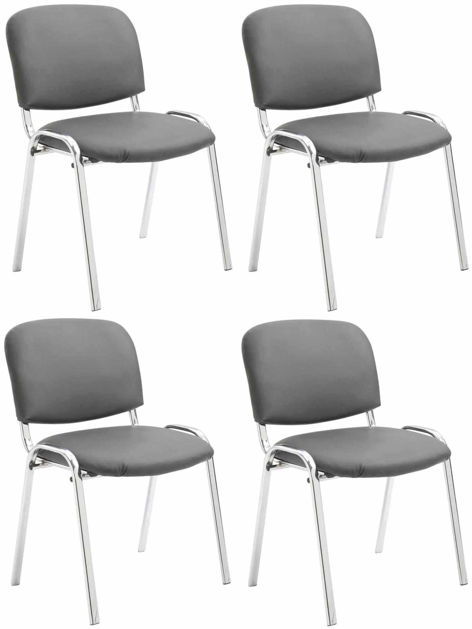BESUCHERSTUHL 4er Set Lederlook grau - Grau, Textil/Metall (54/79/48cm) - CLP
