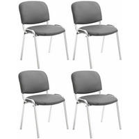 BESUCHERSTUHL 4er Set Lederlook grau - Grau, Textil/Metall (54/79/48cm) - CLP