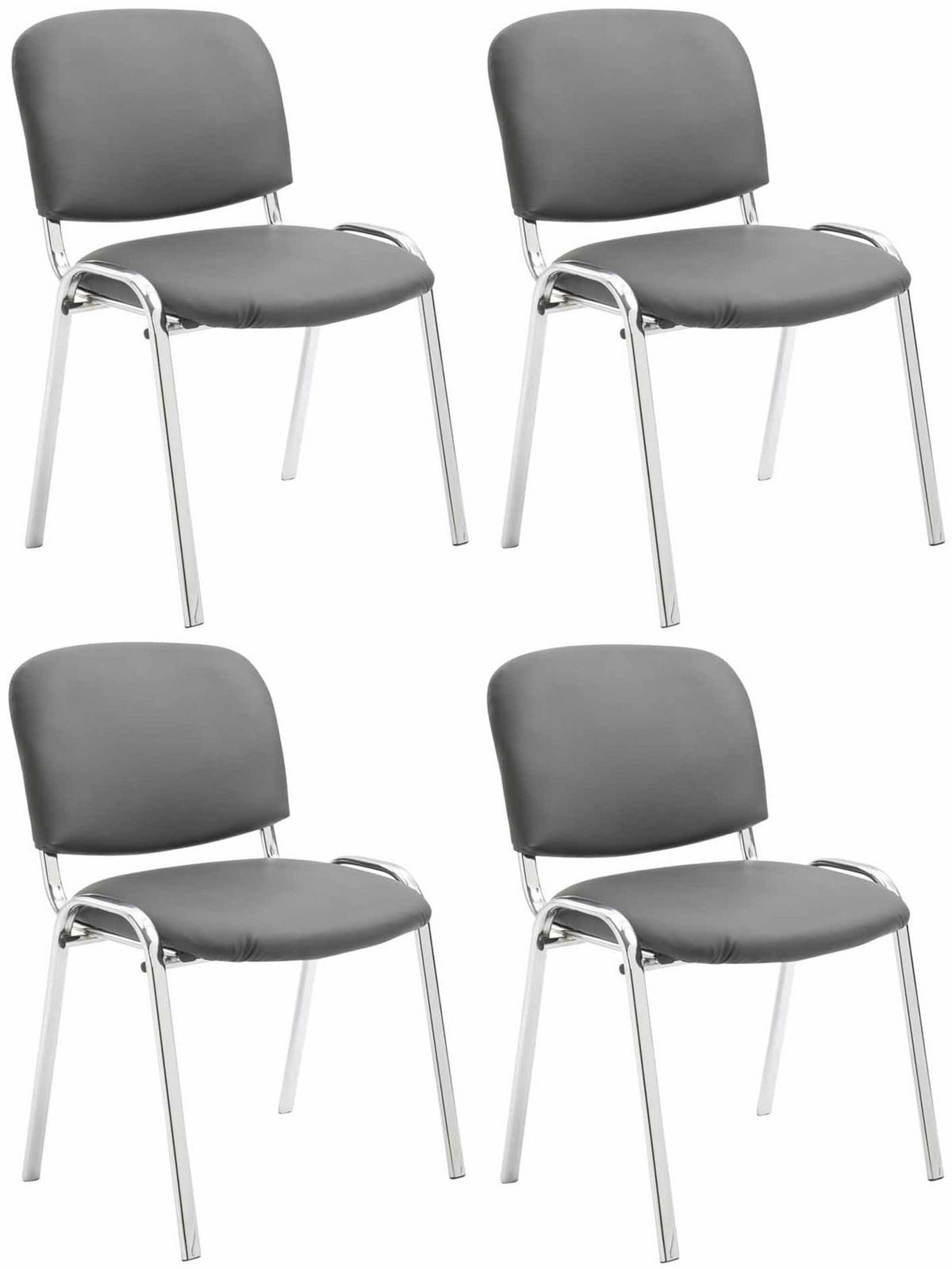 BESUCHERSTUHL 4er Set Lederlook grau - Grau, Textil/Metall (54/79/48cm) - CLP