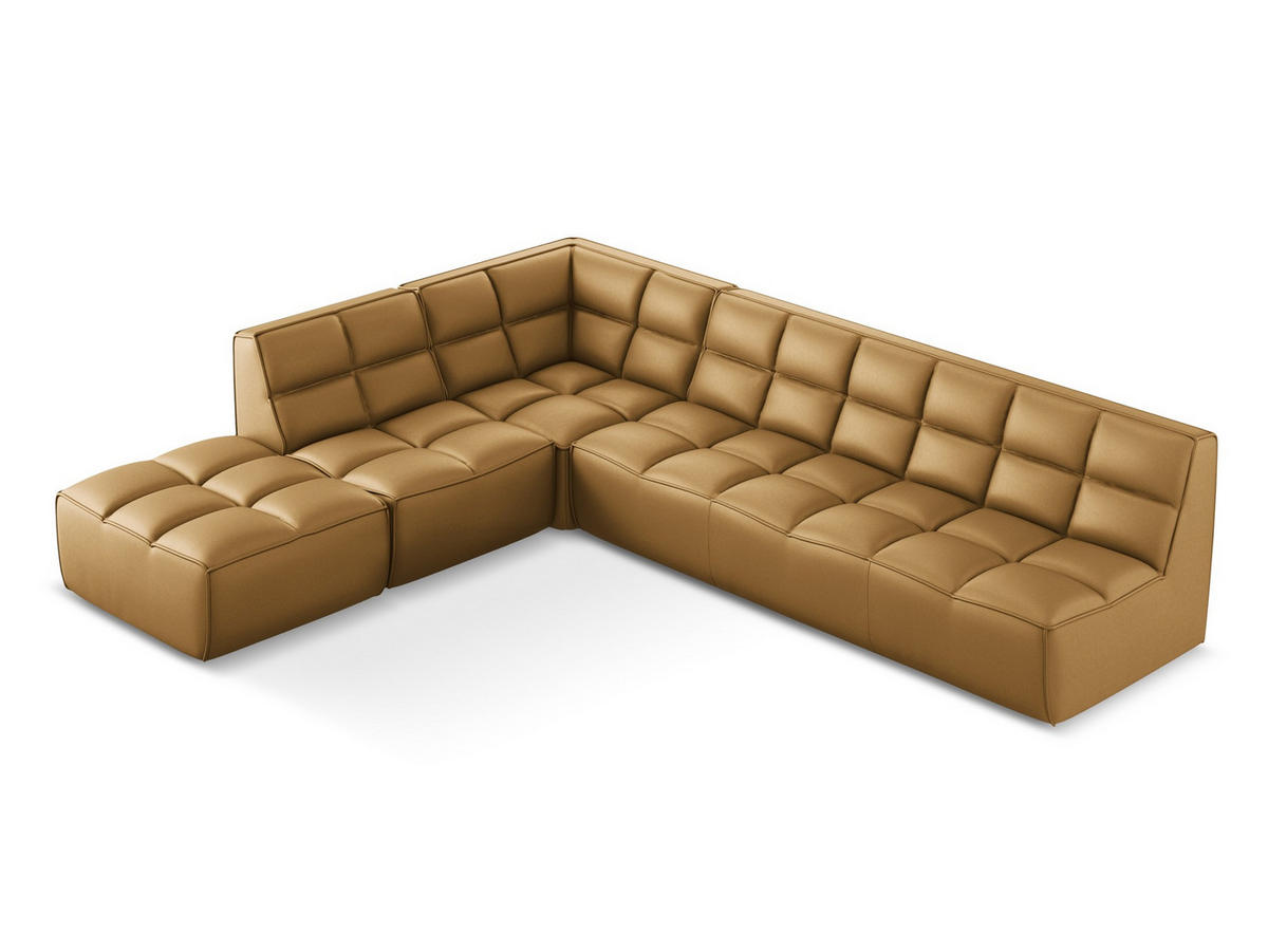 ECKSOFA Beidseitig Kunstleder Braun - Cognac/Schwarz, Leder/Kunststoff (308/258cm) - Makamii