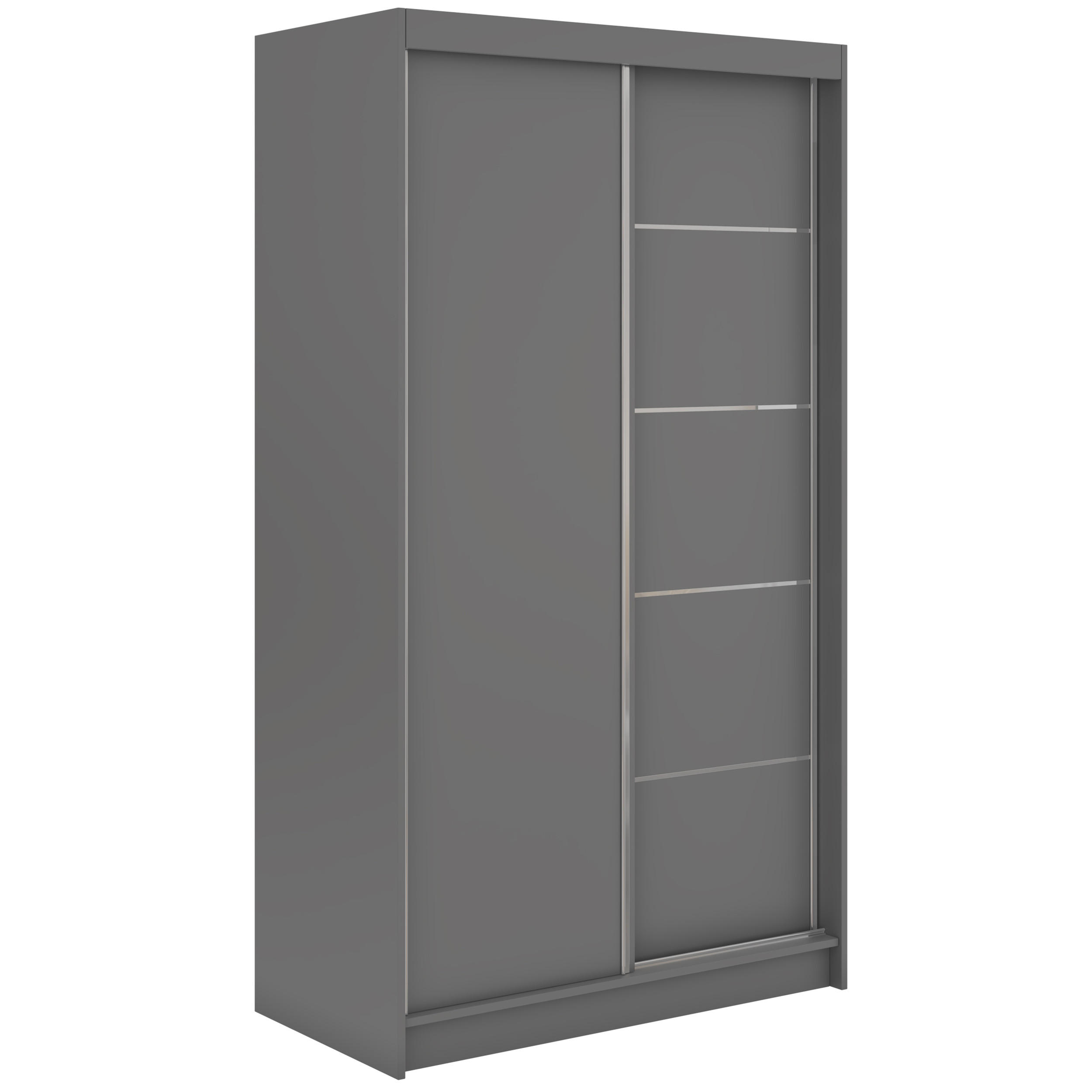SCHWEBETÜRENSCHRANK 120 - MACEDONIA - Grau - Alufarben/Grau, Holzwerkstoff/Metall (120/216/61cm) - MKS