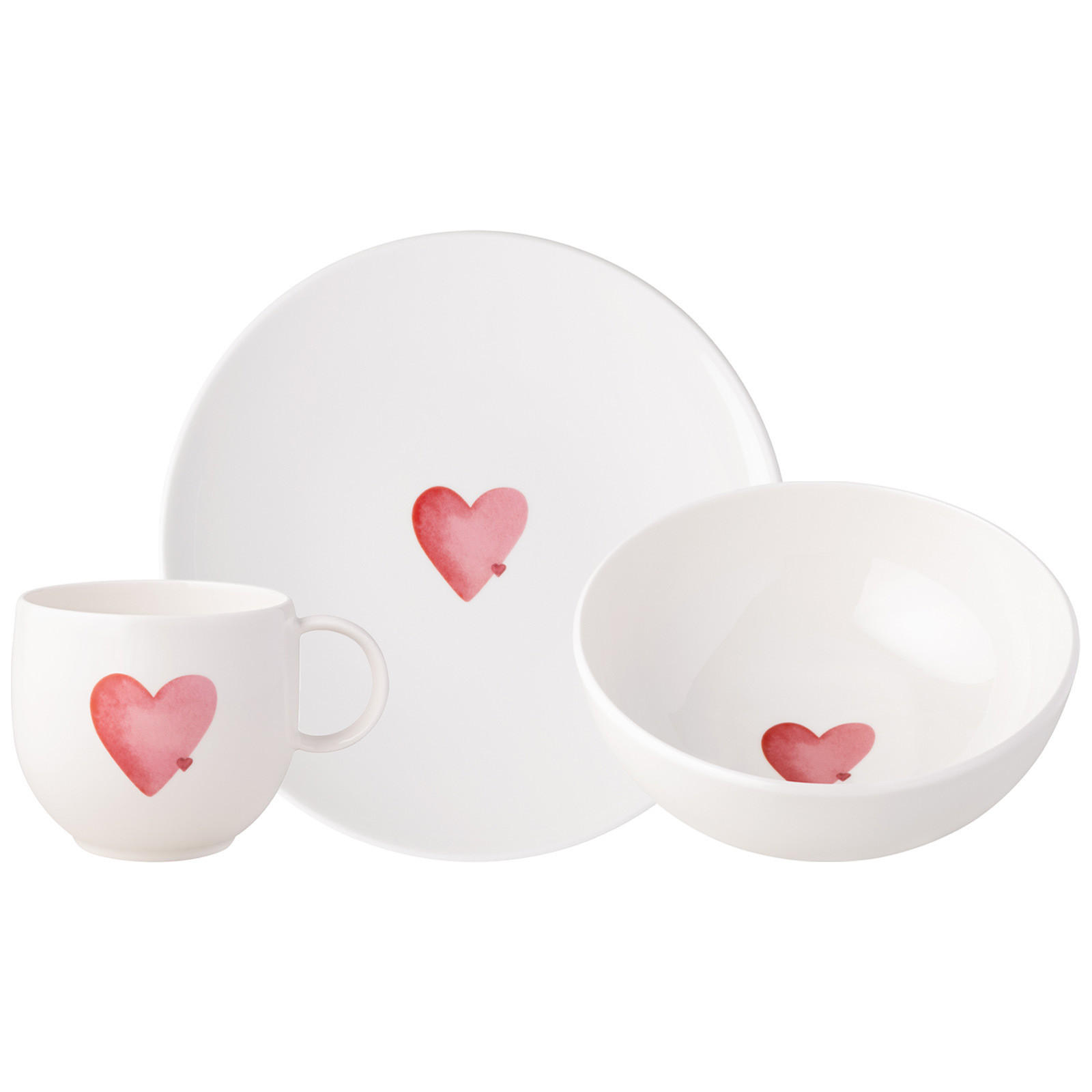 FRÜHSTÜCKSSET SENDING LOVE With Love weiß-rot 3er Set - Rot/Weiß, Keramik (1/1/1cm) - Villeroy & Boch
