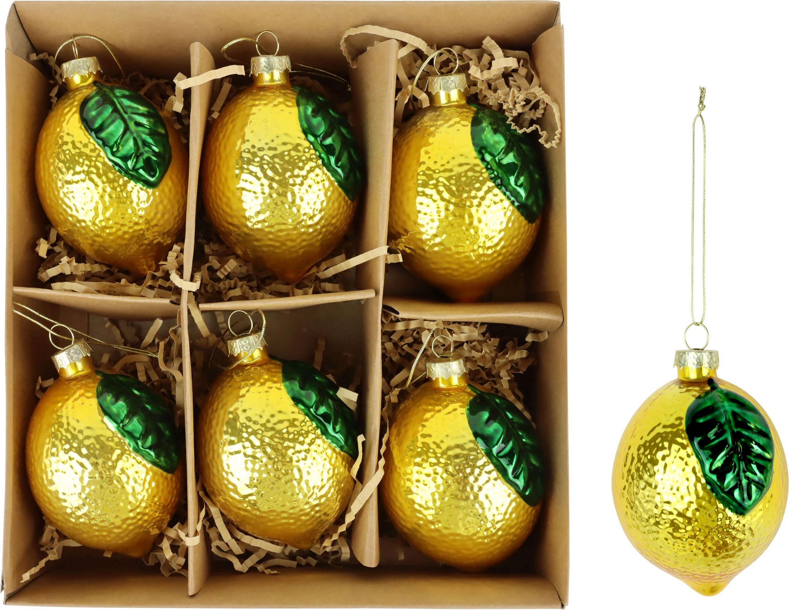 GLASSCHMUCK Lemon 6-tlg. - Goldfarben, Glas (6/9/6cm) - FURNARO