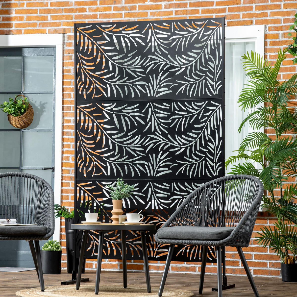 SICHTECHUTZWAND DE-09962 wetterbeständig, Stahl Schwarz - Schwarz, Metall (45/198cm) - ComfortXL