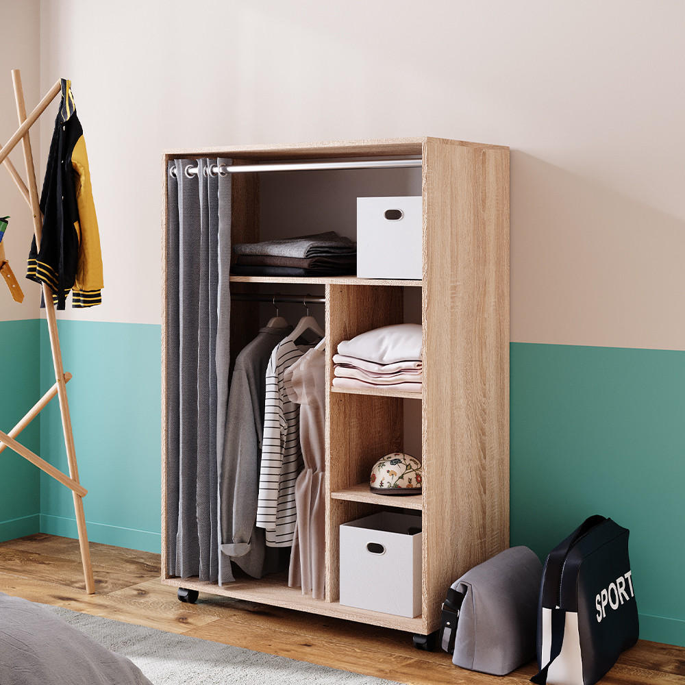 KLEIDERSCHRANK Doros Sonoma 100 x 146.6 cm mit Rollen - Sonoma Eiche, Holzwerkstoff (100/146.6/50cm) - Vicco