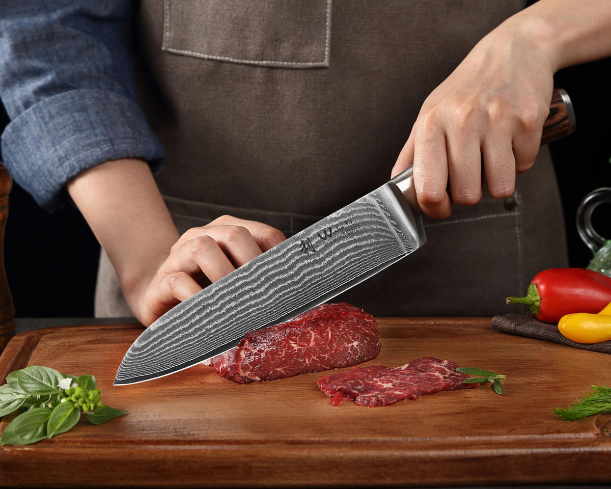 MESSERSET 3-tlg Damast EDIB - Braun, Metall - Wakoli