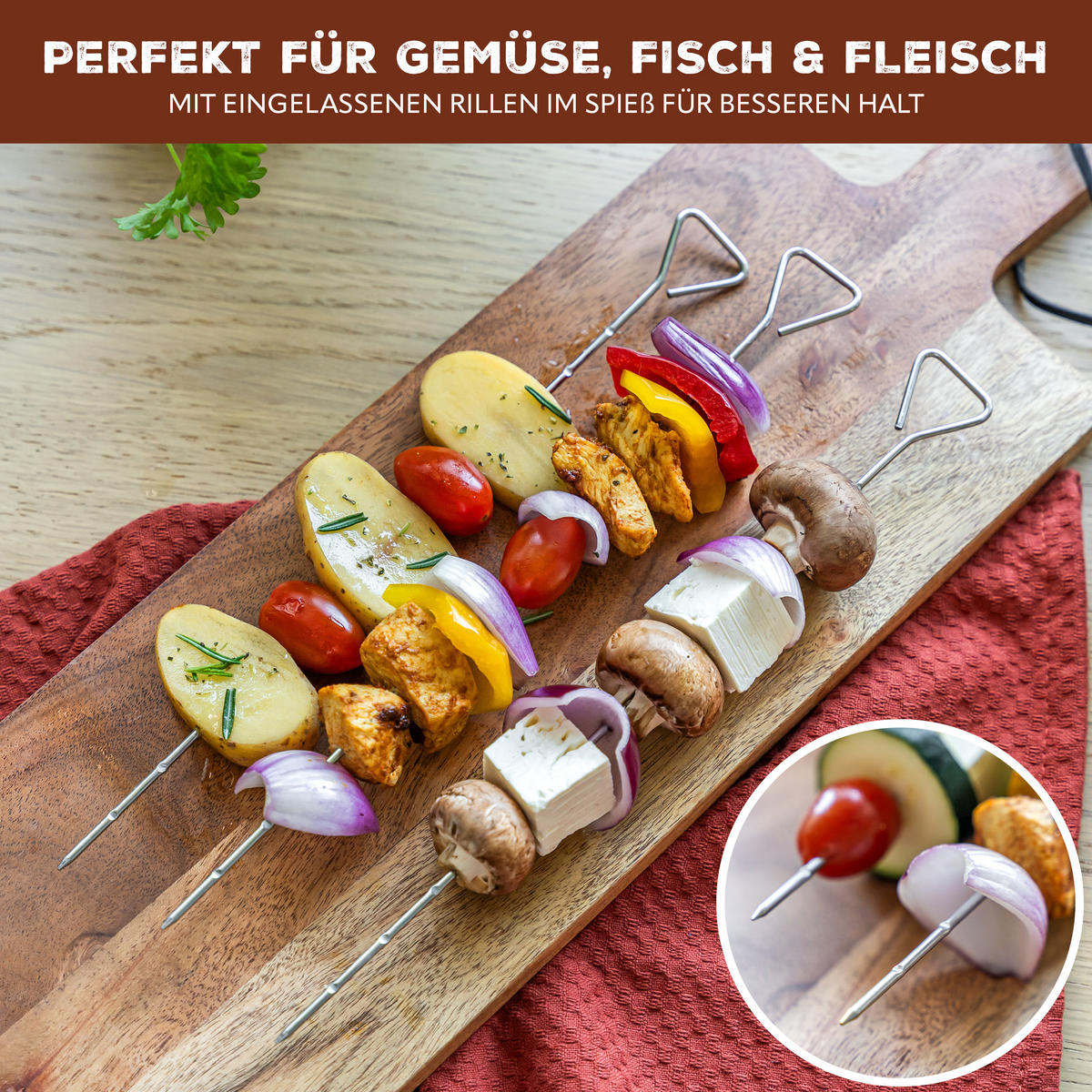 GRILLSPIESSE 12er-Set, silber, Edelstahl - Edelstahlfarben, Metall (29.5cm) - bremermann