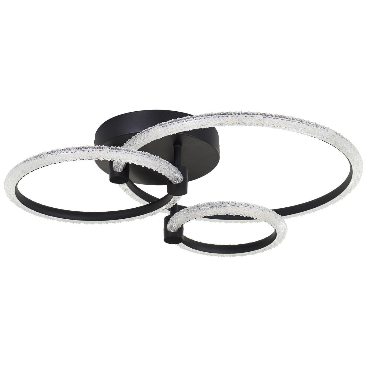 LED DECKENLEUCHTE Aydin Schwarz matt/Transparent 42/56,5/15,5 cm - Multicolor, Kunststoff (42/56.5/15.5cm) - Brilliant