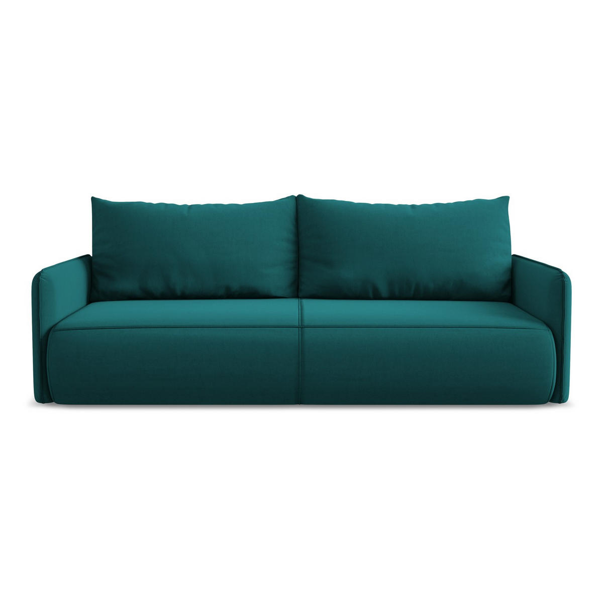 3-SITZER SOFA mit Schlaffunktion Samt Stoff Blau - Blau/Petrol, Kunststoff/Textil (216/86/105cm) - LaMiaSofa