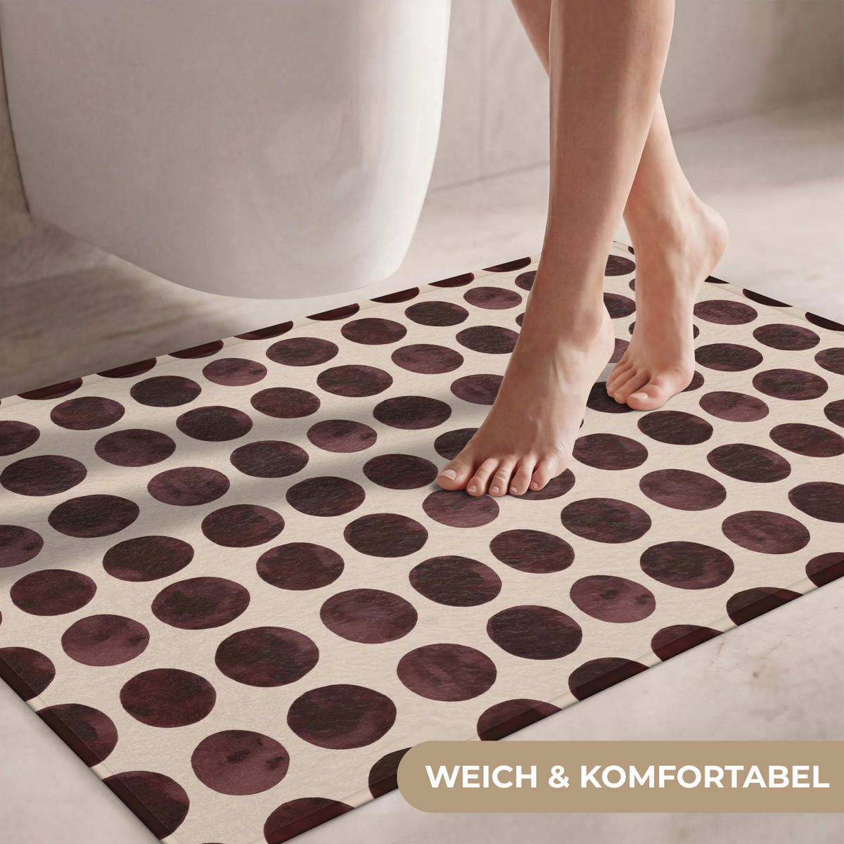 WC PŘEDLOŽKA Puntíky - Vzor - Hnědý 90x60 cm - bordeaux, textil/plast (90/1cm) - OnlyWow