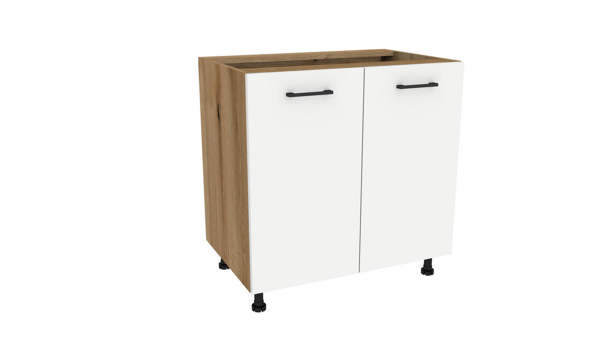 KÜCHENZEILE 260 cm mit Arbeitsplatte - SIMPLY Z20 - in Weiß Matt / Eiche - Eichefarben/Schwarz, Holz/Holzwerkstoff (260/212/53cm)