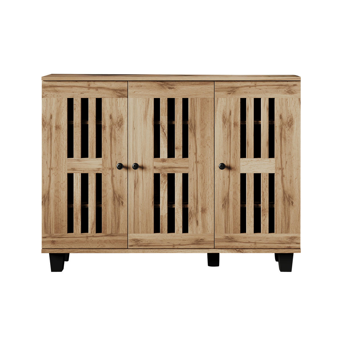 SIDEBOARD 120/32/92 cm mit 3 Türen in Naturfarbe und 8 Fächern - Naturfarben, Holzwerkstoff (120/92/32cm) - BEAOK