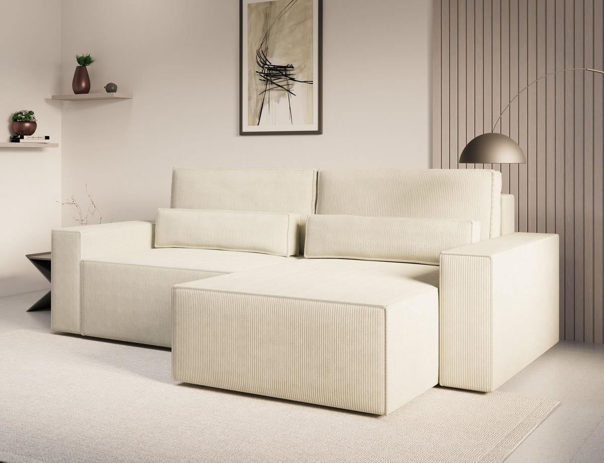 ECKSOFA - Universale Ecksofa DENVER mini - Beige - Poso 105 - Beige, Holzwerkstoff (248/162cm) - Möblo