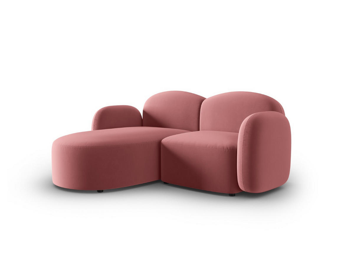 ECKSOFA links Blair aus Samt lachs 3 Sitzplätze - Pink, Textil (155/194cm) - Micadoni