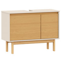 MASSIVER WASCHBECKENUNTERSCHRANK - Pinie massiv - Beige/Pinienfarben, Holz (83/62/35cm) - home24