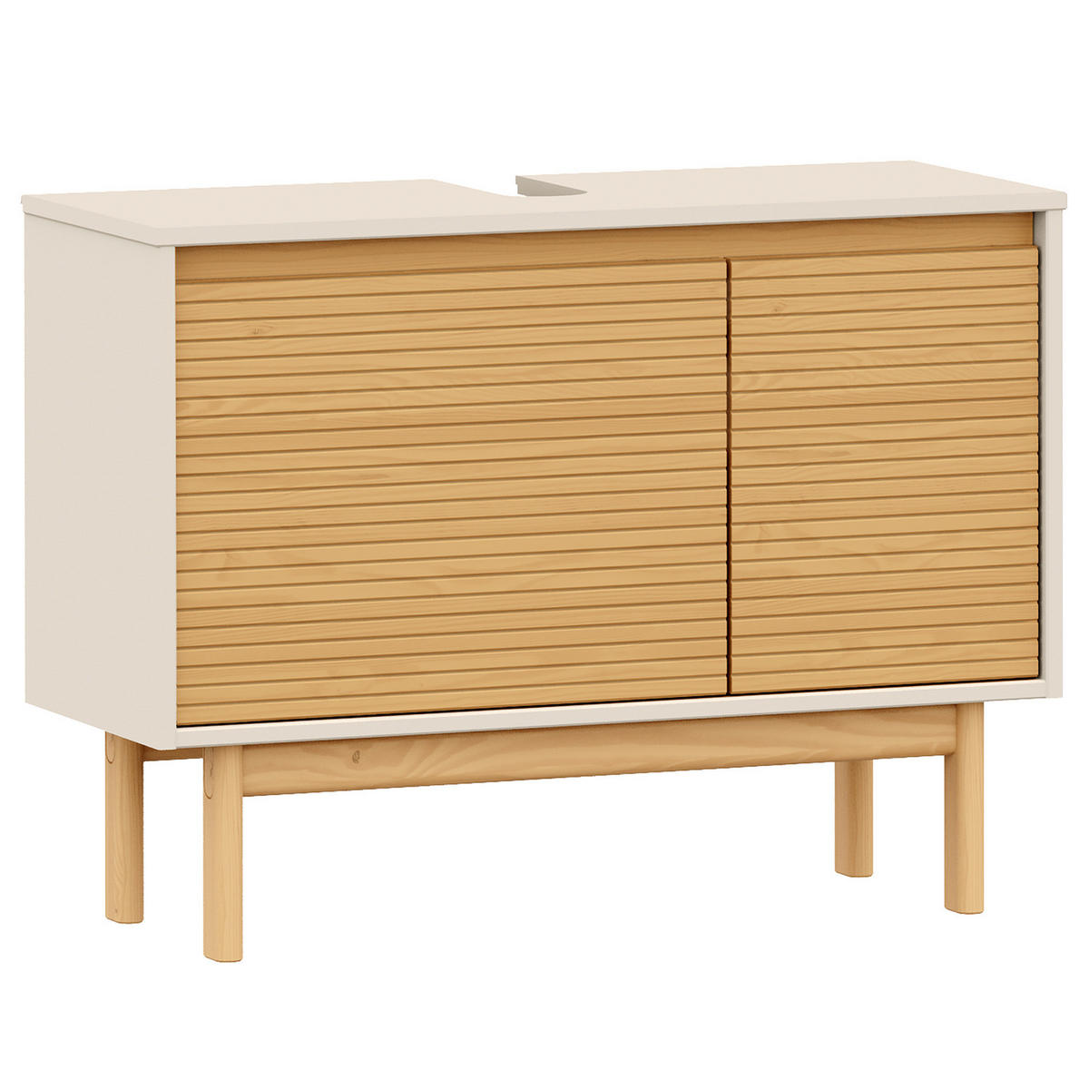 MASSIVER WASCHBECKENUNTERSCHRANK - Pinie massiv - Beige/Pinienfarben, Holz (83/62/35cm) - home24