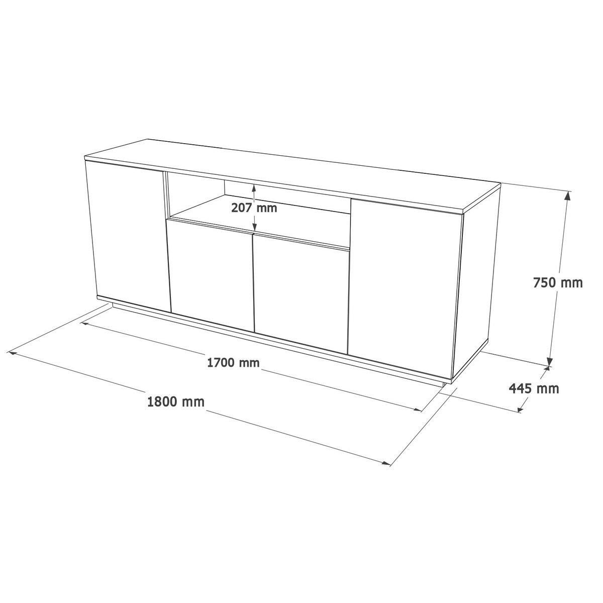 SIDEBOARD 4 Türen, 1 offenes Fach Dekor Pinienholz und Weiß B180 cm - Apfelbaumfarben, Holz/Holzwerkstoff (44.5/75/180cm) - Calicosy