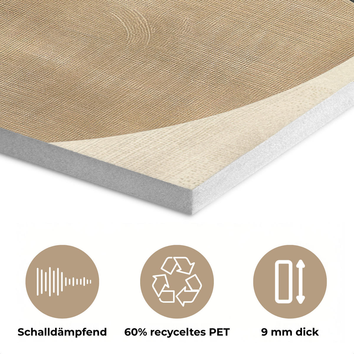 AKUSTIKBILD Abstrakt - Geometrische Formen - Schwarz - Gold Wanddeko 60x90 cm - Ecru, Kunststoff (60/90/0.9cm) - MuchoWow
