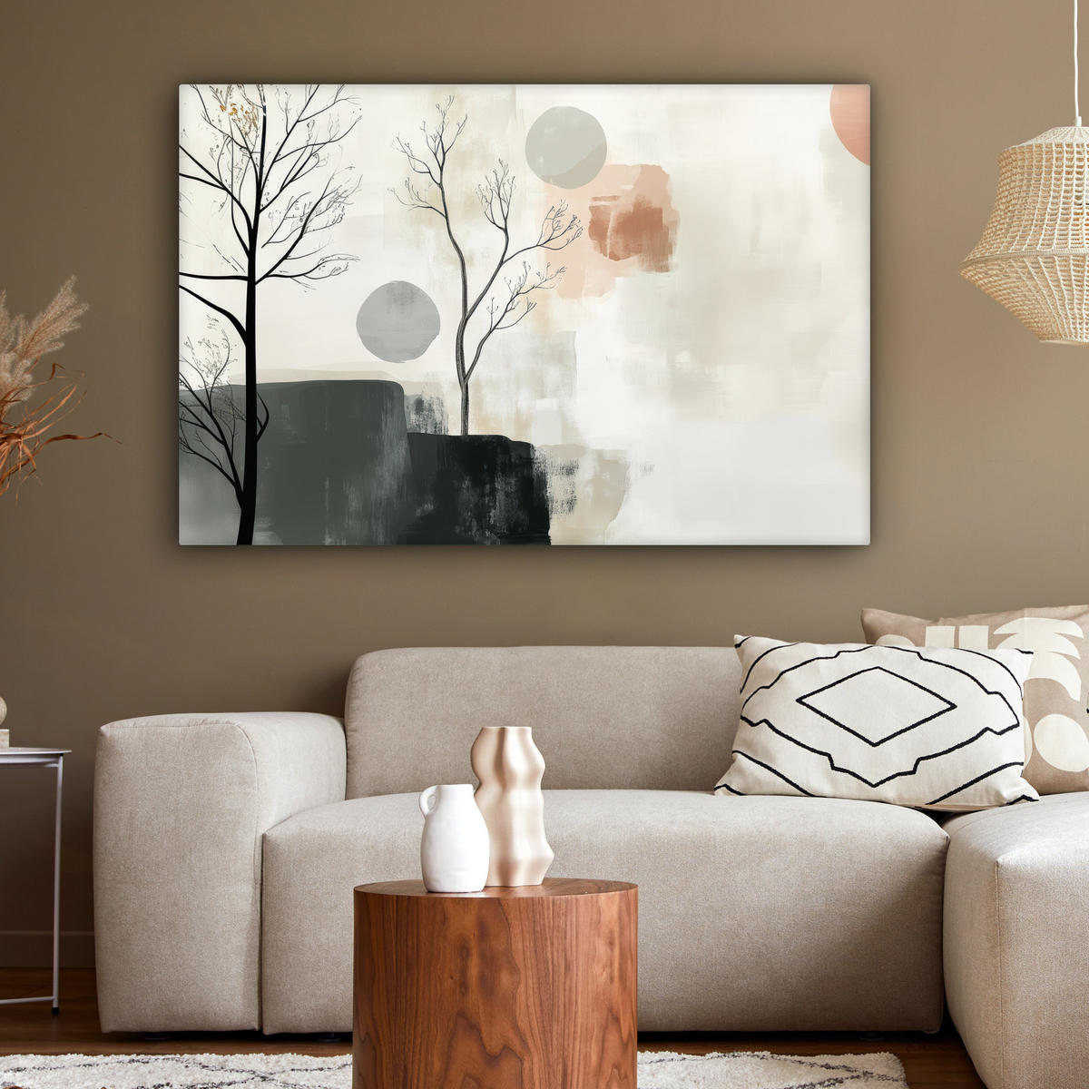 LEINWANDBILD Wabi sabi - Beige - Pflanze XXL 150x100 cm - Sandfarben, Textil (150/100cm) - MuchoWow