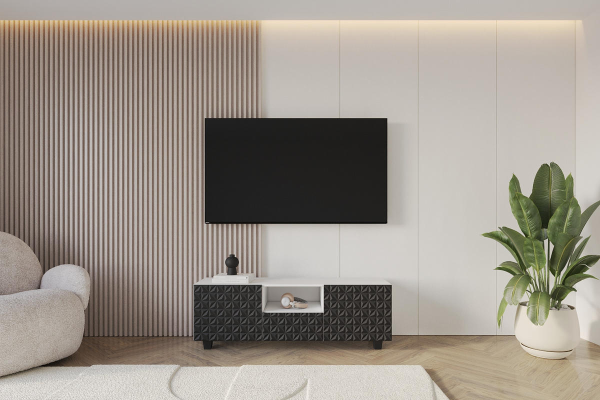 LOWBOARD VIRA-S 140x40x41 cm - Weiß / Schwarz - Schwarz, Holzwerkstoff (140/50/41cm) - ALTDECOR