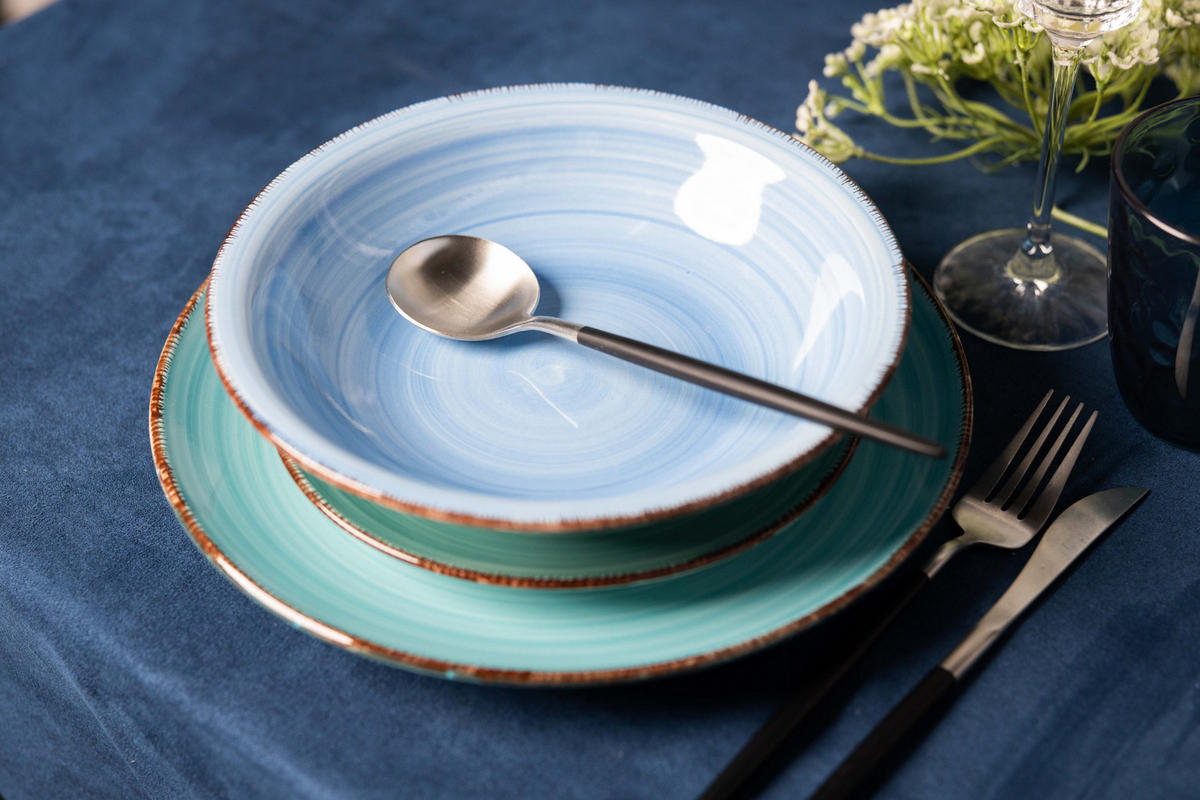 PASTATELLER Delice Blau ø 23 cm - 6 Stück - Blau, Keramik (23cm) - Cookinglife