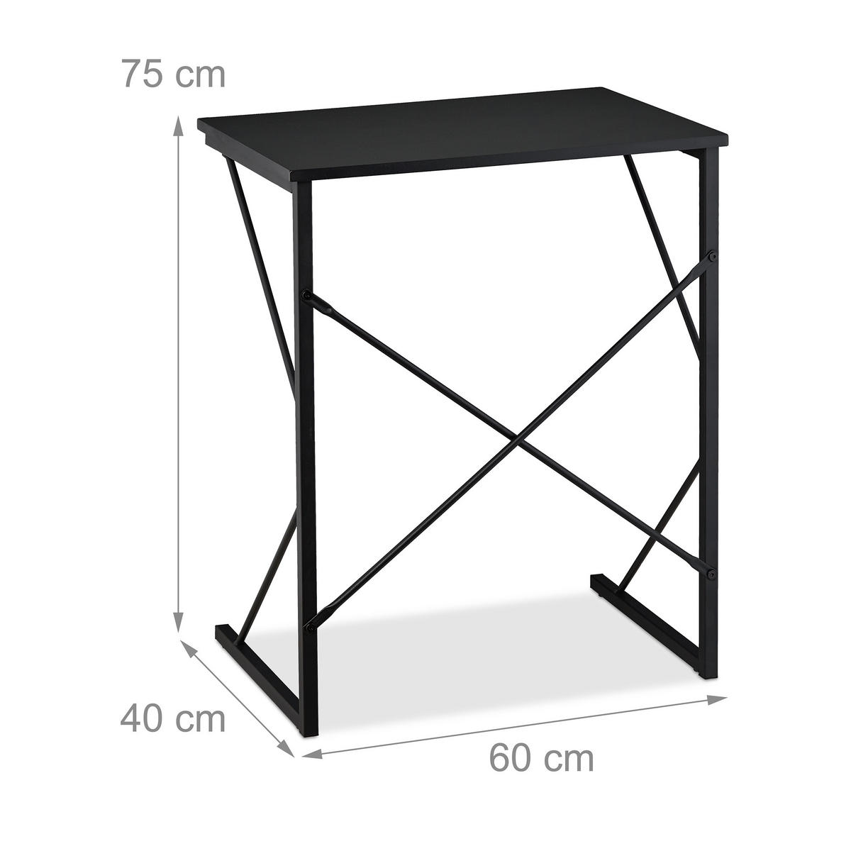 PÍSACÍ stôl - čierna, kov/kompozitné drevo (40/60/75cm) - Relaxdays