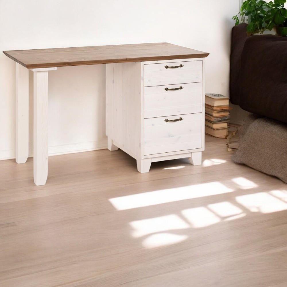 SCHREIBTISCH 120 cm - Dunkelbraun/Weiß, Holz (120/60/75cm) - MSL wooden furniture