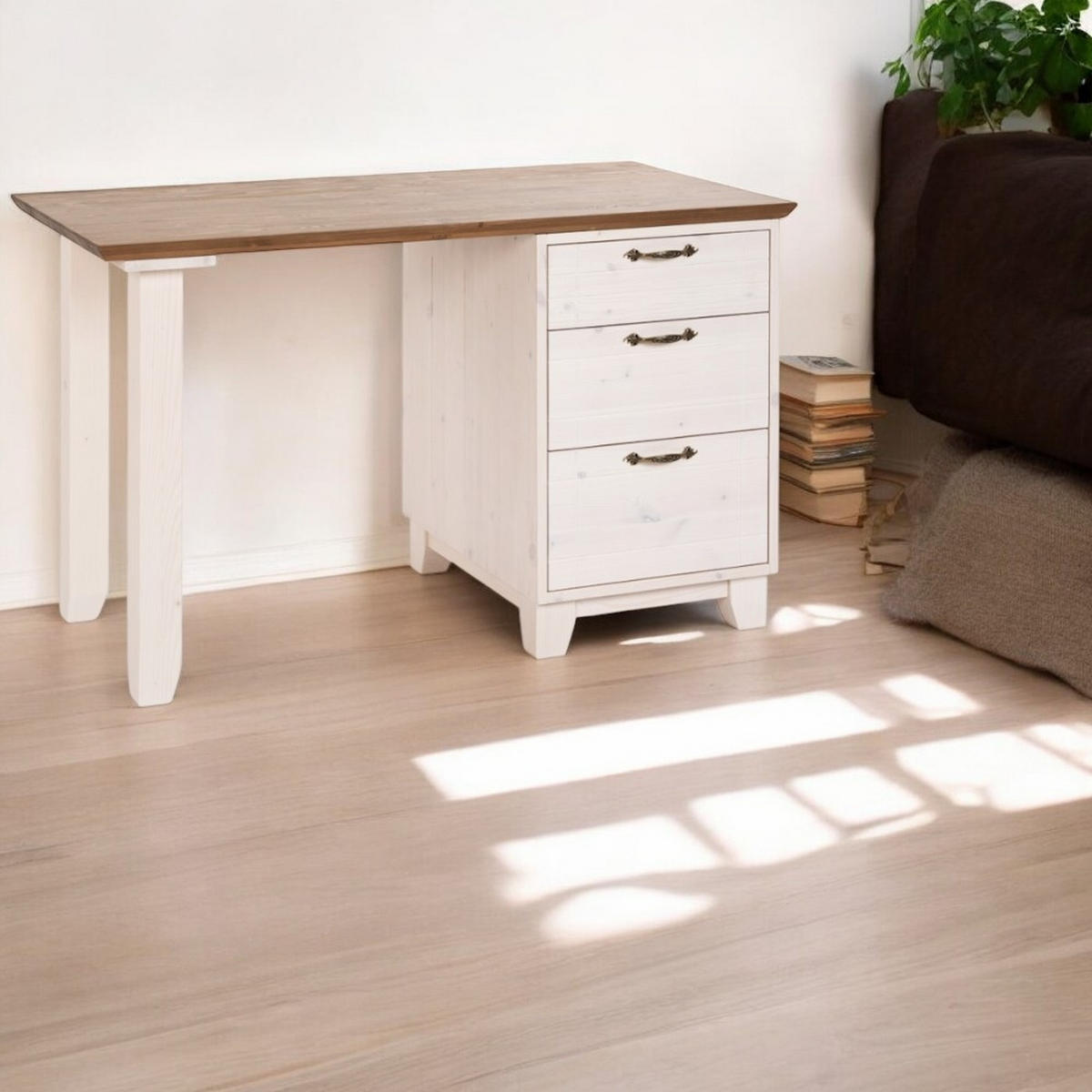 SCHREIBTISCH 120 cm - Dunkelbraun/Weiß, Holz (120/60/75cm) - MSL wooden furniture