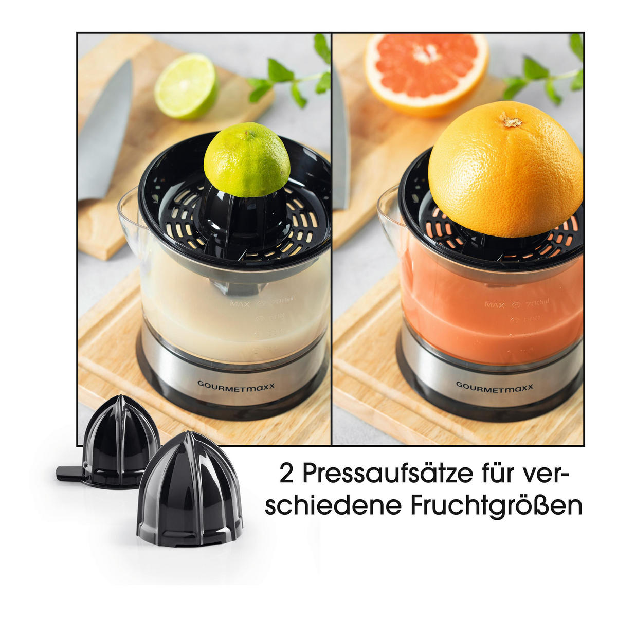 ZITRONENPRESSE Gourmetmaxx Schwarz ca. 40 Watt - Transparent, Metall (14/21/19cm) - Sonstige