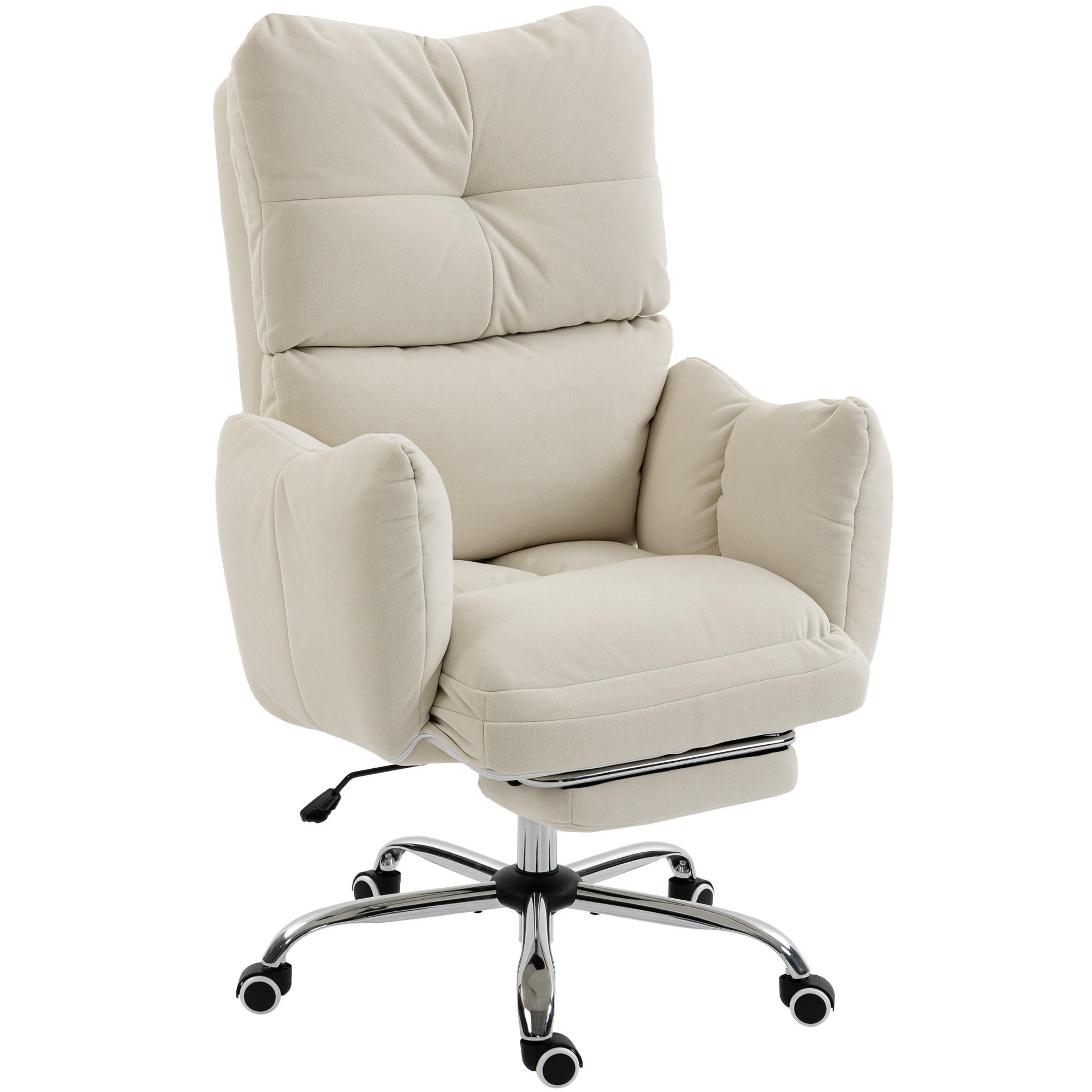 BÜROSTUHL Schwamm Stahl Cremeweiß - Creme, Textil/Metall (73/119/73cm) - HOMCOM