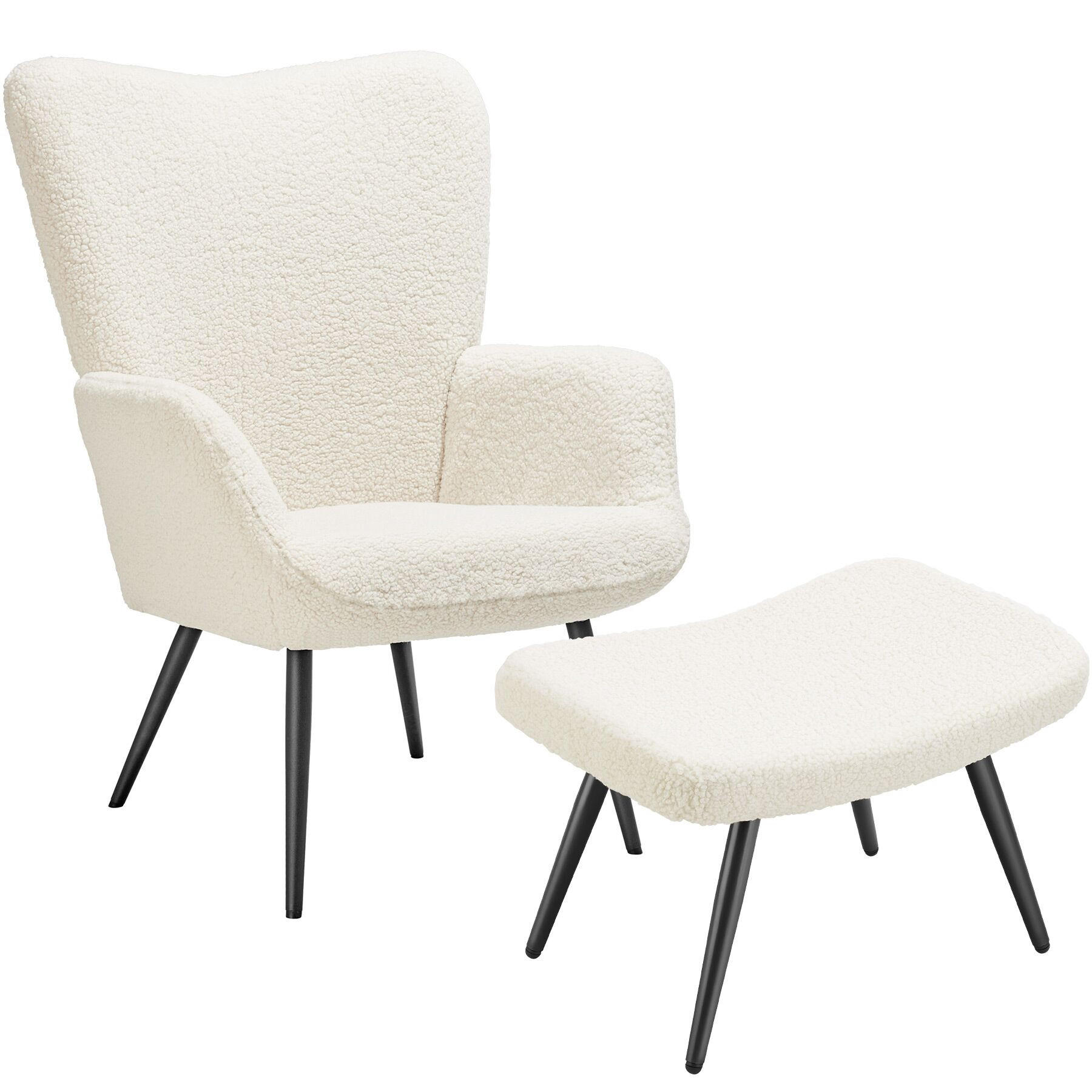 SESSEL Hygge,72 x 76 x 100,5 cm,Bouclé creme/schwarz - Creme/Schwarz, Kunststoff (72/100.5/76cm) - tectake