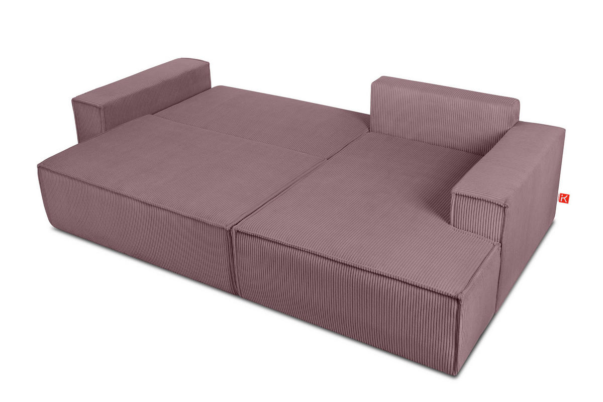 ECKSCHLAFSOFA-RECHTS NAPI in Pet Friendly Cord-Stoff, hellviolett - Violett/Schwarz, Textil (262/148cm) - KONSIMO®