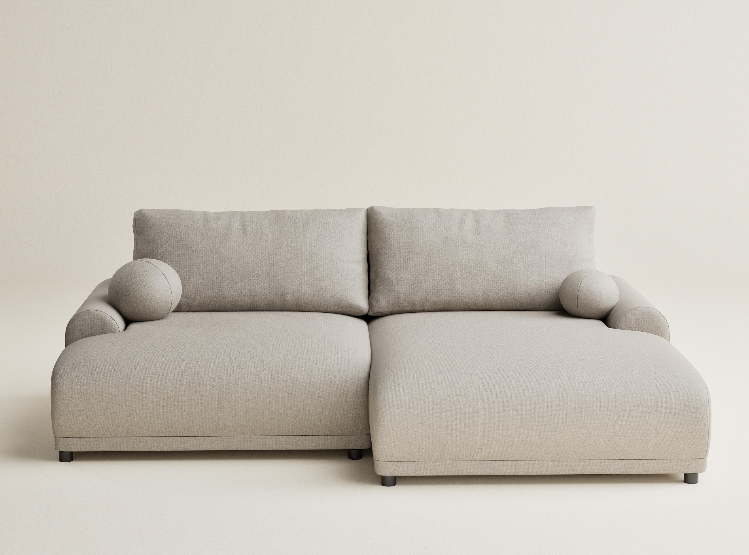ECKSOFA MIT SCHLAFFUNKTION Tallin Beige Webstoff - Beige/Schwarz, Holz/Holzwerkstoff (240/145cm) - Maison de Reve