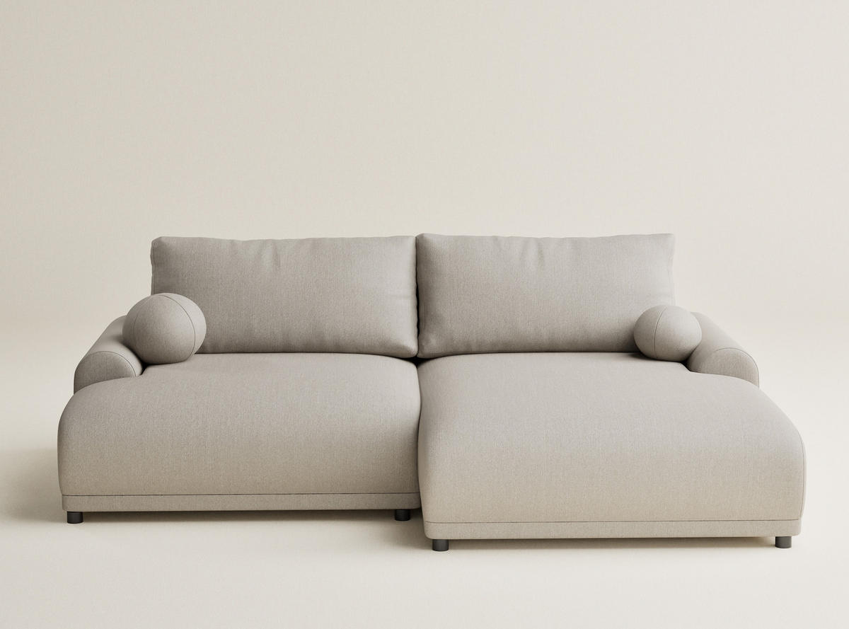 ECKSOFA MIT SCHLAFFUNKTION Tallin Beige Webstoff - Beige/Schwarz, Holz/Holzwerkstoff (240/145cm) - Maison de Reve
