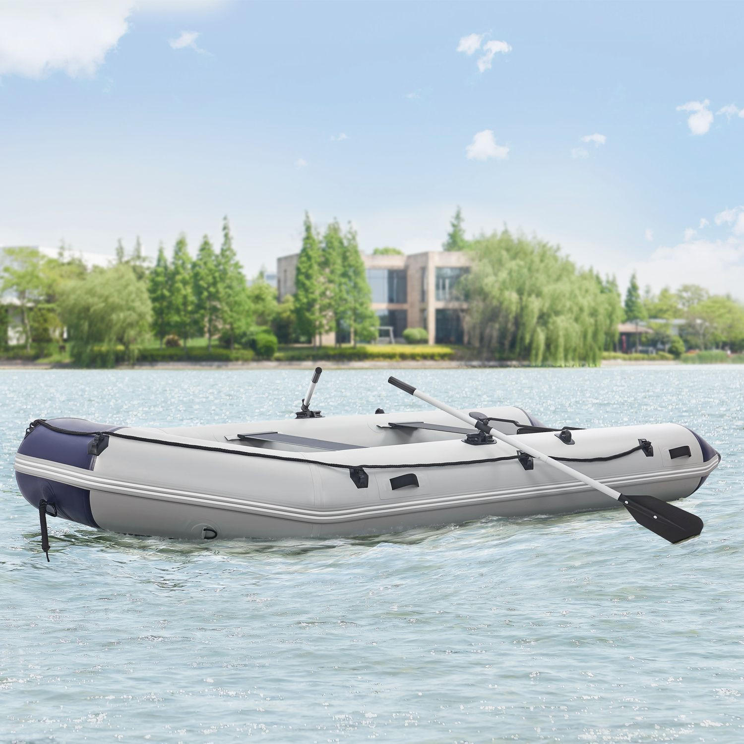 SCHLAUCHBOOT Paddelboot 3,80 m inkl. Tasche & Reparaturset - Grau, Kunststoff (380/170/77cm) - Artsport