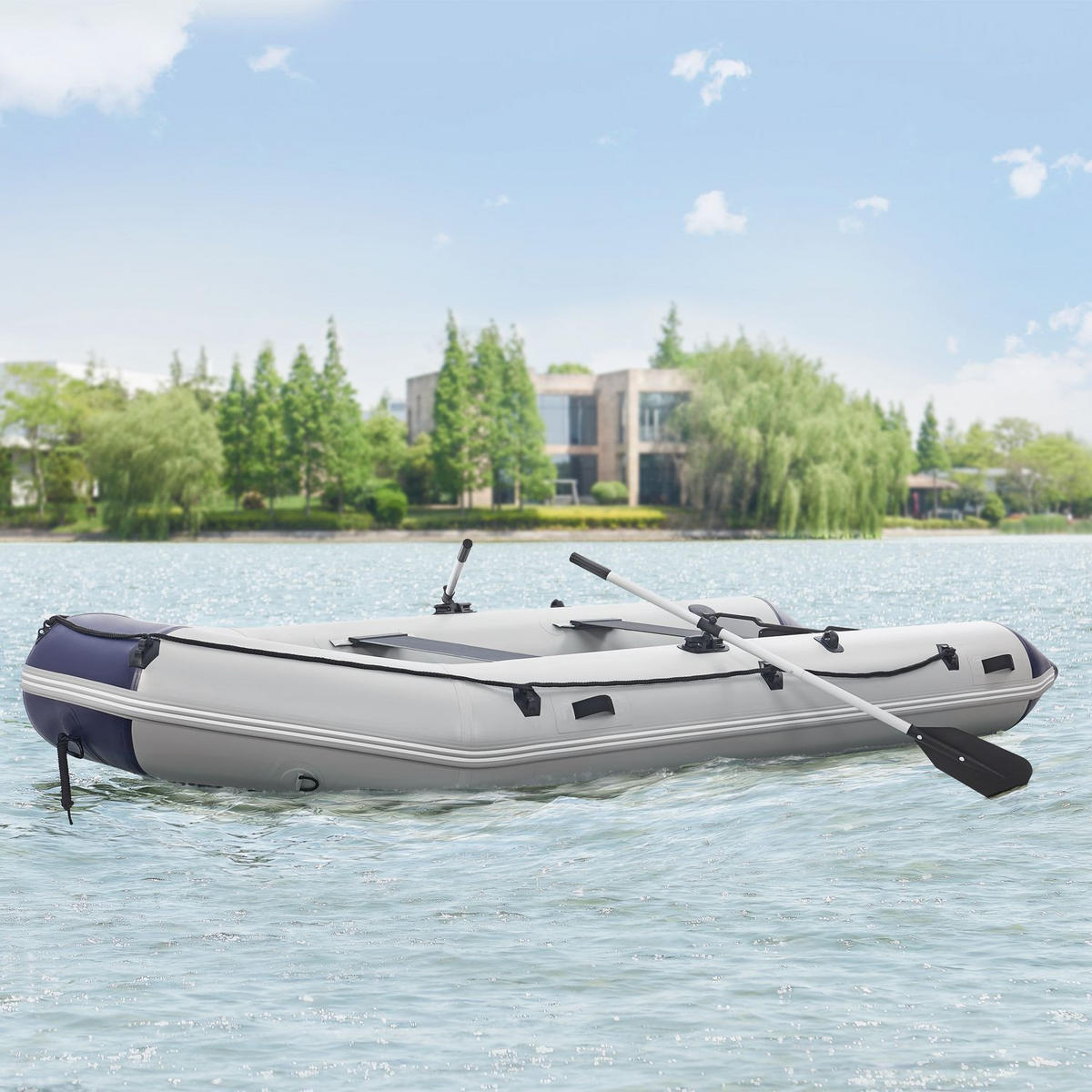 SCHLAUCHBOOT Paddelboot 3,80 m inkl. Tasche & Reparaturset - Grau, Kunststoff (380/170/77cm) - Artsport