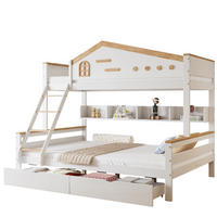 ETAGENBETT 90/200 & 140/200 cm aus Kiefer/MDF mit Regalen und 2 Schubladen Weiß/Natur - Weiß, Holzwerkstoff (90/200cm) - Modenvie
