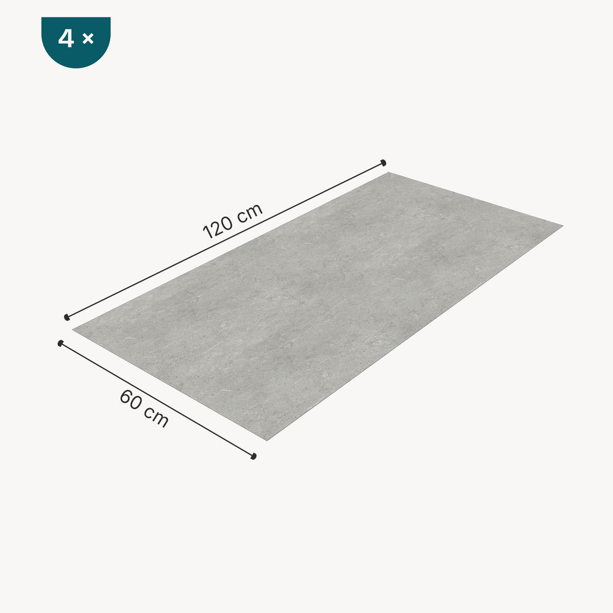 SADA SPRCHOVÉ ZADNÍ STĚNY 4 DÍLY Bladel - světle šedá, plast (60/120/0.3cm) - [neu.haus]
